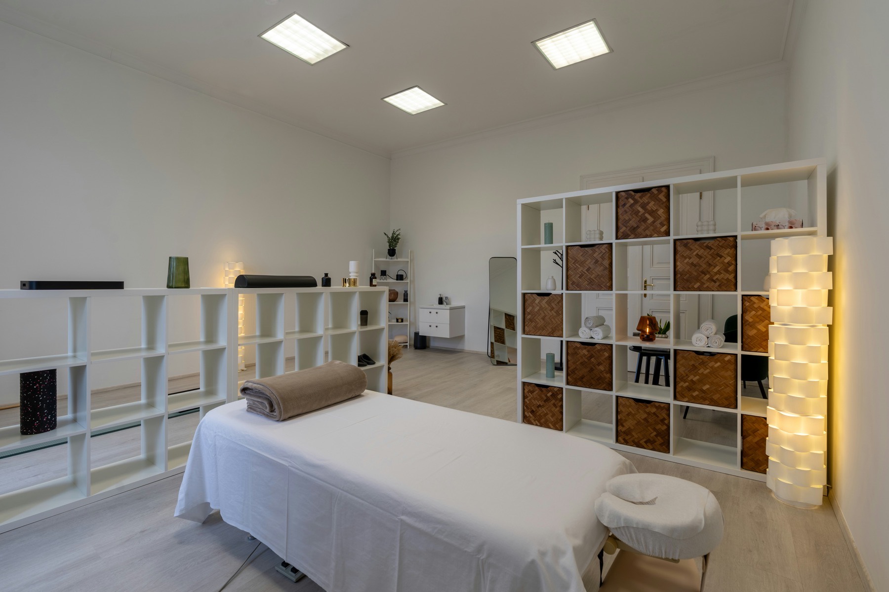 The first Lumière treatment room — linen, light and quiet